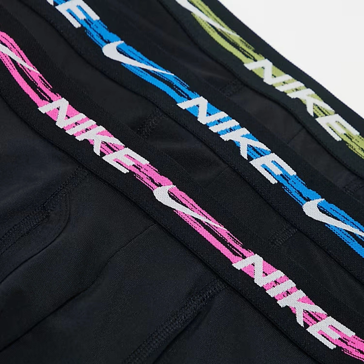 Nike Dri Fit Ultra Stretch 3 Pack Micro 3 Lü Paket Kısa Boxer Siyah 3 Renk Bantlı Siyah