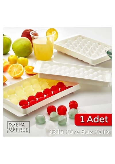 33'lü Küre Buz Kalıbı Bpa Free - 1 Adet Buzluk Çok Renkli
