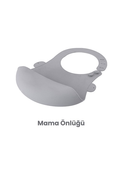 3'lü Silikon Beslenme Seti Bpa Free, Silikon Mama Önlüğü + Vakumlu 3 Gözlü Tabak + 2 Adet Kaşık