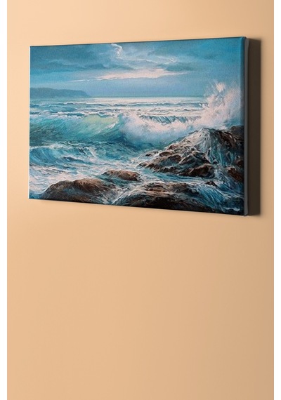 Webstyle Sayılarla Boyama Seti Kasnaklı Turkuaz Dalgalar 60 X 75 Cm