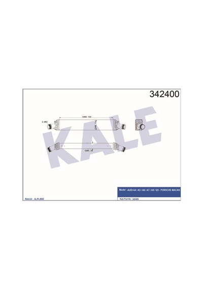 KALE OTO Radyatör 342400 Turbo Radyatörü A4 07- 2.7 TDI 3.0 TDI A5 05- A6 11- A7 10- A8 10- Q5 12- 720X134X76