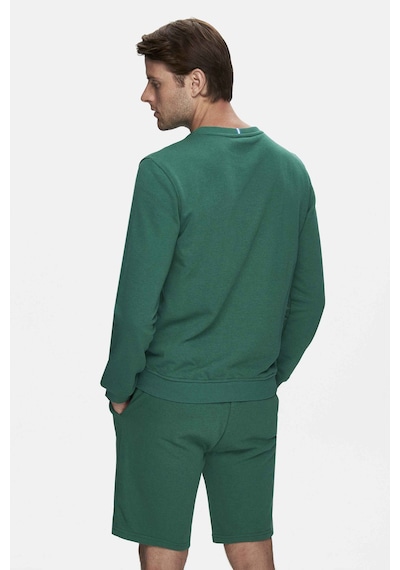 Ucla Valley Koyu Yeşil Bisiklet Yaka Baskılı Standart Fit Erkek Sweatshirt Koyu Yeşil