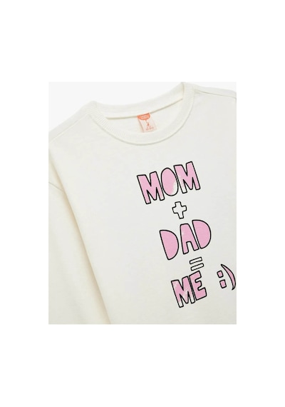 Koton Kız Bebek Pamuklu Uzun Kollu Bisiklet Yaka Baskılı Sweatshirt Ekru