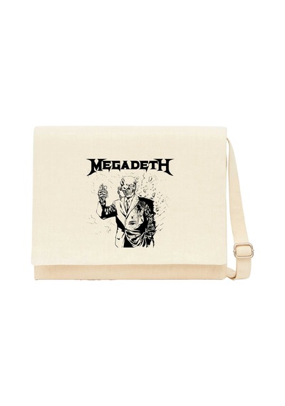 Megadeth Vic Rattlehead Portre Krem Kanvas Postacı Çantası