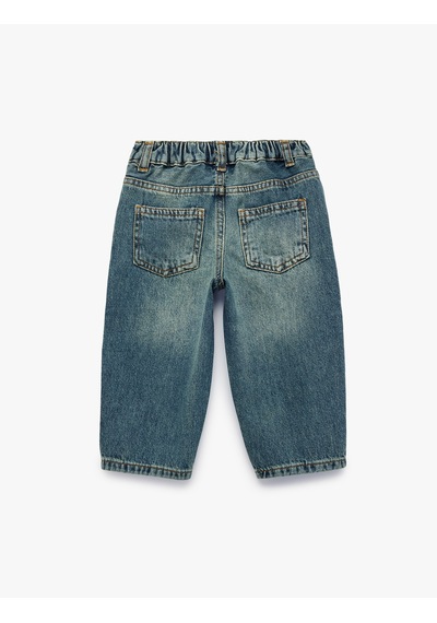 Koton Pamuklu Oversize Denim Pantolon Petrol 7wmb40003td