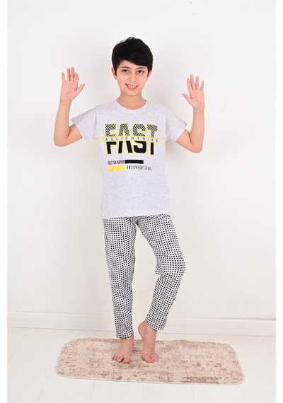 Vitmo Erkek Çocuk Kısa Kollu Pijama Takımı Fast Model Gri Gri Vitmo Erkek Çocuk Kısa Kollu Pijama Takımı Fast Model Gri Gri
