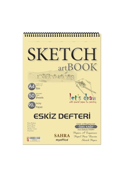 Etika A4 Spiralli Eskiz Defteri 50 Yaprak, 90 Gr İnce Dokulu Ivory Kağıt Sketchbook, Çizim V Sku: Zeus8690010331175