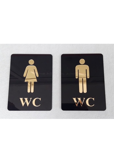Şık Tasarımlı Gold Wc Yönlendirme Tabelası - Levhası