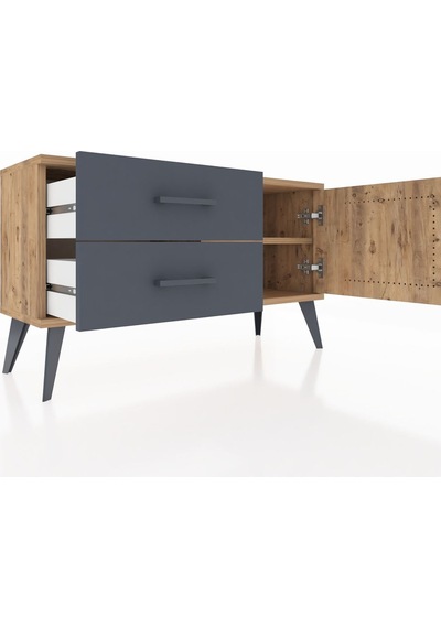 Arges Şifonyer Tek Raflı 2 Çekmeceli Tek Kapaklı 88x30x48 Çam-çam/antrasit Çam/antrasit Arges Şifonyer Tek Raflı 2 Çekmeceli Tek Kapaklı 88x30x48 Çam-çam/antrasit Çam/antrasit