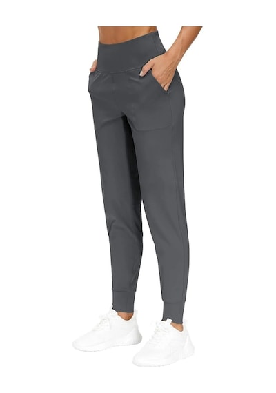 Kadın Yüksek Bel Yoga Koşu Egzersiz Joggers Hafif Eşofman Altı Joger-eşofman Füme