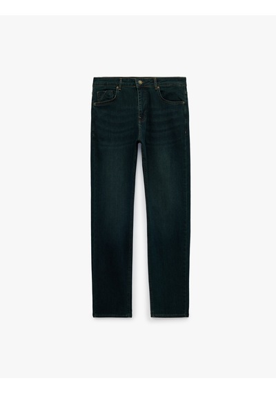 Koton Pamuklu Cepli Normal Bel Slim Fit Jean Pantolon - Brad Jean Petrol 7wam40335nd