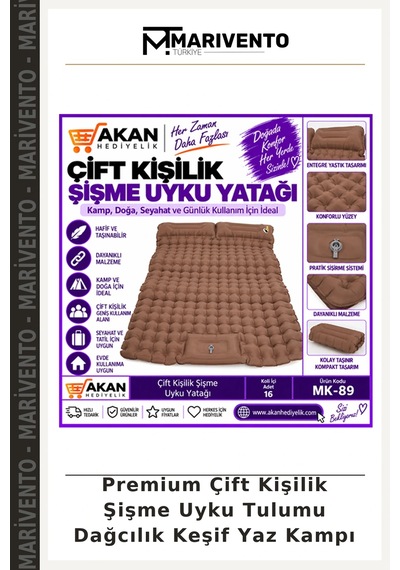 Premium Çift Kişilik Şişme Uyku Tulumu Dağcılık Keşif Yaz Kampı Çok Renkli