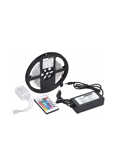 5 Mt 3 Cipli Rgb Şerit Led Silikonlu Adaptör Uzaktan Kumanda Tak Çalıştır Açık Kahverengi