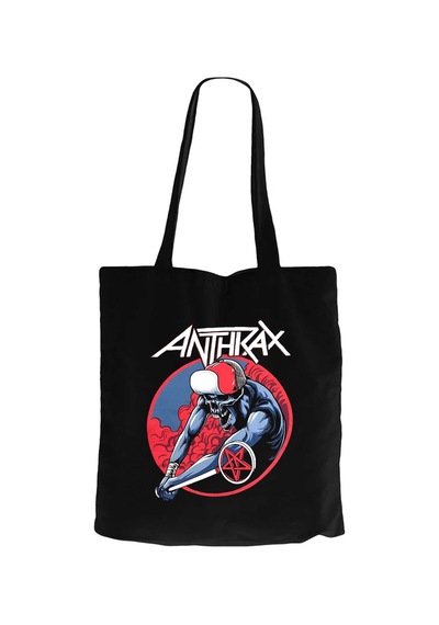 Anthrax Pentegram Siyah Fermuarlı Bez Çanta Gabardin