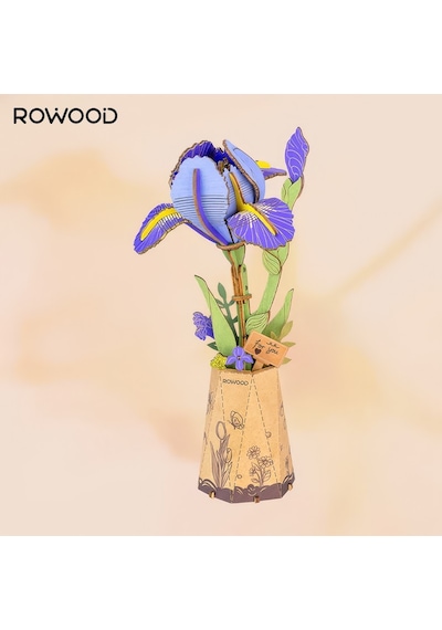 Rowood Tw121 Süsen Çiçeği Purple Iris Dıy Minyatür Maket Model Seti Ahşap 3d Wooden Puzzle Model Kit Ahşap Maket Dekoratif Hobi Seti