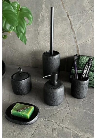 Primanova Yonksu 5'li Banyo Seti Siyah Beyaz