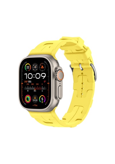Ekılıf - Apple Uyumlu  Watch Ultra 49mm - Kordon Silikon Kordon Krd-92 - Sarı