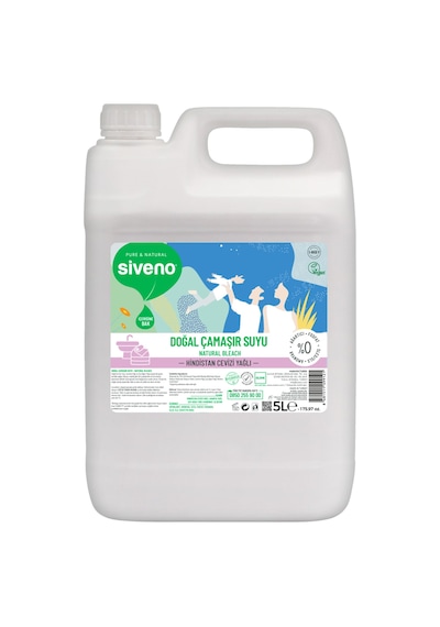 Siveno %100 Doğal Çamaşır Suyu Bitkisel Lavanta Çay Ağacı Tüm Yüzey ve Kumaşlarda 5 L