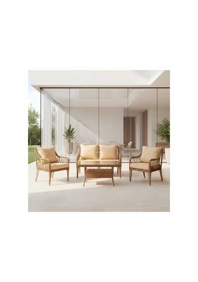 Dora Garden Home Zen Rattan Bahçe Balkon Takımı 2+1+1 Camlı Masalı Kahverengi Siyah Çizgili Dora Garden Home Zen Rattan Bahçe Balkon Takımı 2+1+1 Camlı Masalı Kahverengi Siyah Çizgili