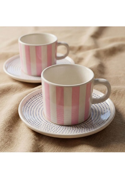 Güral Porselen Mental 4 Parça Çay Fincan Takımı 6566 Açık Pembe