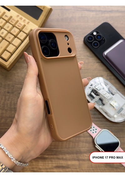 Apple iPhone 17 Pro Max Uyumlu Kamera Korumalı Darbeye Dayanıklı Renk Atmayan Keep Silikon Kılıf Kahverengi