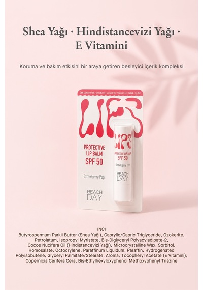Beach Day Lips Strawberry Pop 50f 5g Dudak Koruyucu Çilekli