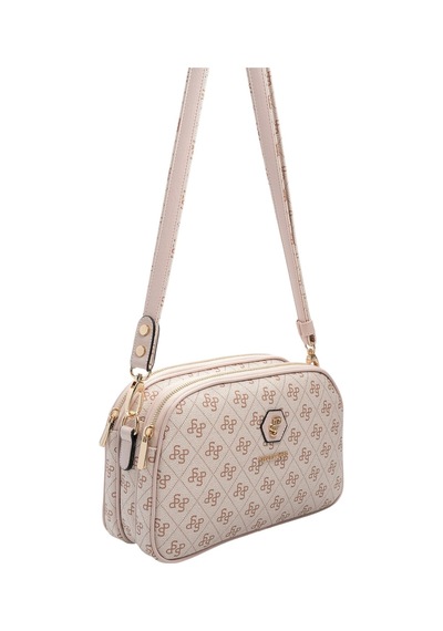 Silver & Polo Silver Polo Pembe - Pudra Monogram Kadın Çapraz Çanta Sp745