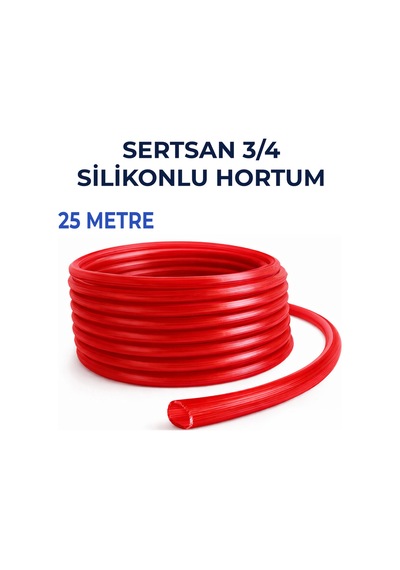 Silikonlu Bahçe Hortumu 3/4 İnç 25 Metre Kırmızı - Dayanıklı Sulama Hortumu