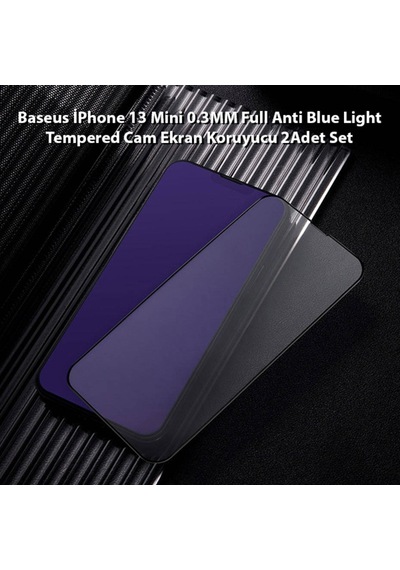 Baseus Apple Uyumlu   iPhone 13 Mini 0.3Mm Full Çerçeve Cam Ekran Koruyucu 2 Ad Siyah
