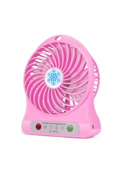 Masaüstü Pili Fan Vantilatör Kademeli Usb Girişli Pembe