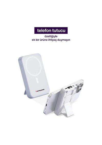 Sprange Sr-p28m 12000mah Magsafe Powerbank 15w Kablosuz Şarj, 20w Pd Hızlı Şarj, Lcd Ekranlı, Standl Beyaz Sprange Sr-p28m 12000mah Magsafe Powerbank 15w Kablosuz Şarj, 20w Pd Hızlı Şarj, Lcd Ekranlı, Standl Beyaz