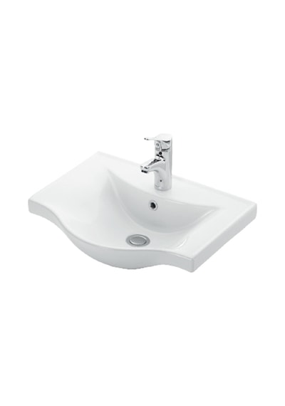 Yıldız 55+35 Cm Beyaz-atlantik Çam Mdf Seramik Lavabolu Asma Banyo Dolabı Takımı Beyaz - Atlantik Çam