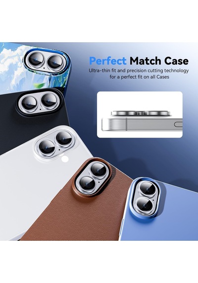 İphone 16 Ve İphone 16 Plus Uyumlu Kamera Camı Lens Koruyucu Halka Set - Gümüş Renk Diğer