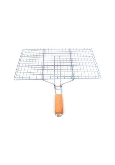 Hubrendy Tedarik Ahşap Saplı Mangal Izgarası Galvanizli Paslanmaz Kafes Demir 25 X 40 Cm