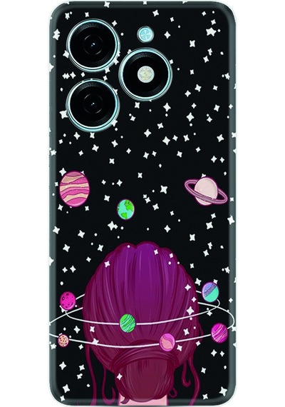 Tecno Uyumlu Spark 20 Spark 20c Kılıf Resimli Desenli Baskılı Silikon Space Woman 1311