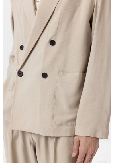 Antioch Relax Fit Diagonel İnce Erkek Blazer Ceket Bej