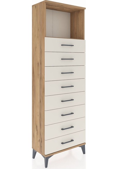 Arges Dolap Tek Raflı 8 Çekmeceli 60x30x182 Çam-aytaşı Çam