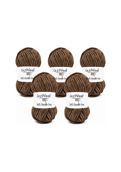 Kadife İp Soft Chenille Fine 5'li Paket 5x100 Gr 160 Mt El Örgü İpi Çikolata - 925144855