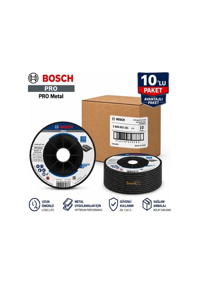 Bosch Pro 115x6 Mm Metal Taşlama Taşı 10'lu Avantajlı Paket 2608603181
