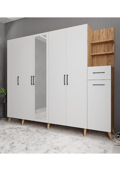 Açelya Portmanto Vestiyer Çam Beyaz  M7 240 cm