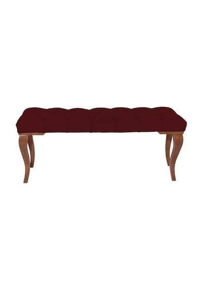 Gazzini Classic Lükens Gürgen Ayak Chester Model Kapitoneli Bordo Puf Bench - Ceviz Ayak