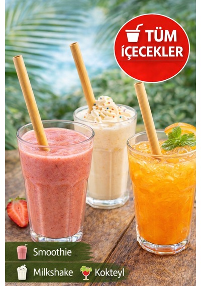 100 Adet Bambu Pipet 9mm X 20cm Kalın Smoothie Pipeti Doğal Çevre Dostu