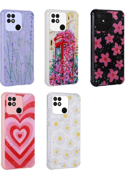 Xiaomi Poco C40 Kılıf Simli Desenli Kamera Korumalı Parlak Zore Popy Kapak Dallar