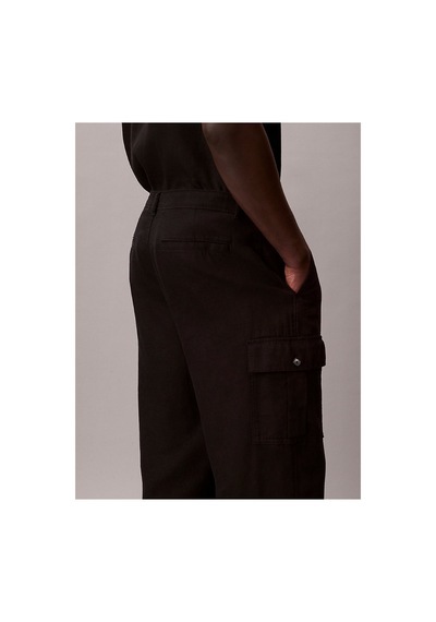 Calvin Klein Erkek Relaxed Fit Düz Çizgili Kargo Pantolon-16197 Siyah