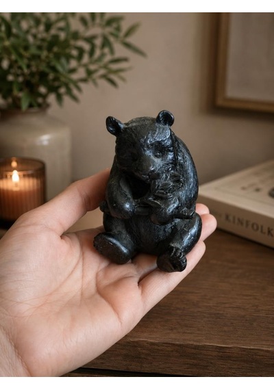Ayı Biblo Dekoratif Masaüstü Heykeli Ofis Ve Ev Dekorasyonu Polyester Siyah Ayıcık Biblosu 8.5 X 6 Cm