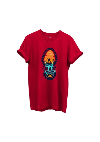 Balıkçılık Ve Macera Tema Baskılı %100 Pamuk Regular Fit Bisiklet Yaka Unisex T-shirt Kırmızı Balıkçılık Ve Macera Tema Baskılı %100 Pamuk Regular Fit Bisiklet Yaka Unisex T-shirt Kırmızı