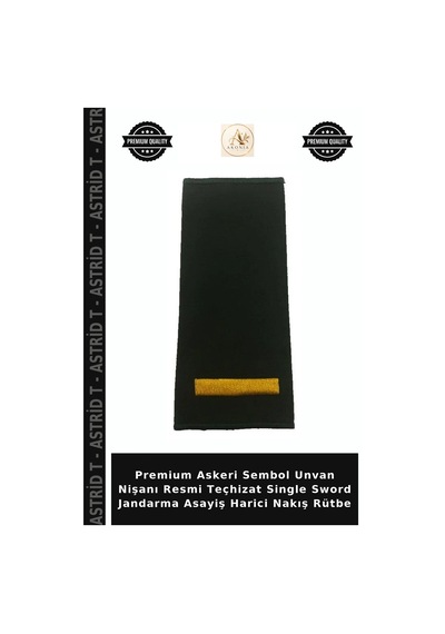 Astrid T Premium Askeri Sembol Unvan Nişanı Resmi Teçhizat Single Sword Jandarma Asayiş Harici Nakış Rütbe Çok Renkli