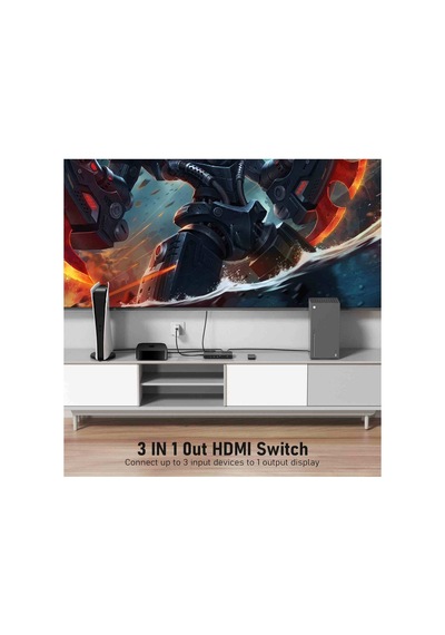G99, 3 Portlu Hdmı Switch 4k Görüntü Çoklayıcı Aktarıcı - 3 İn 1 Uzaktan Kumandalı 3 Giriş 1 Çıkış