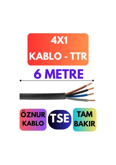 Öznur 4x1 Ttr Kablo Metre Seçenekli Siyah - 6 Metre