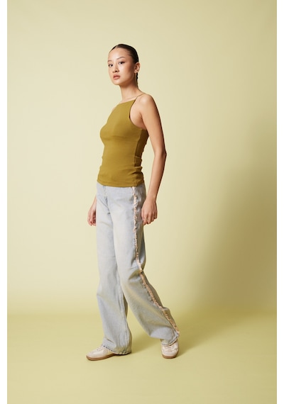Halter Yaka Top Olive